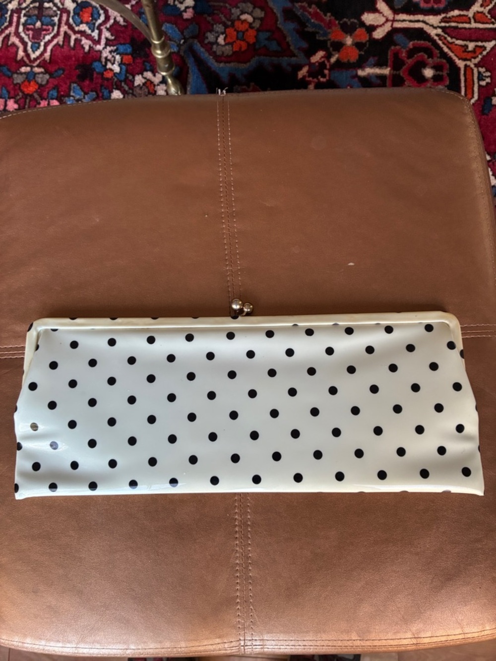 Vintage Ingber Polka Dot White and Black Patent LP Clutch Bag